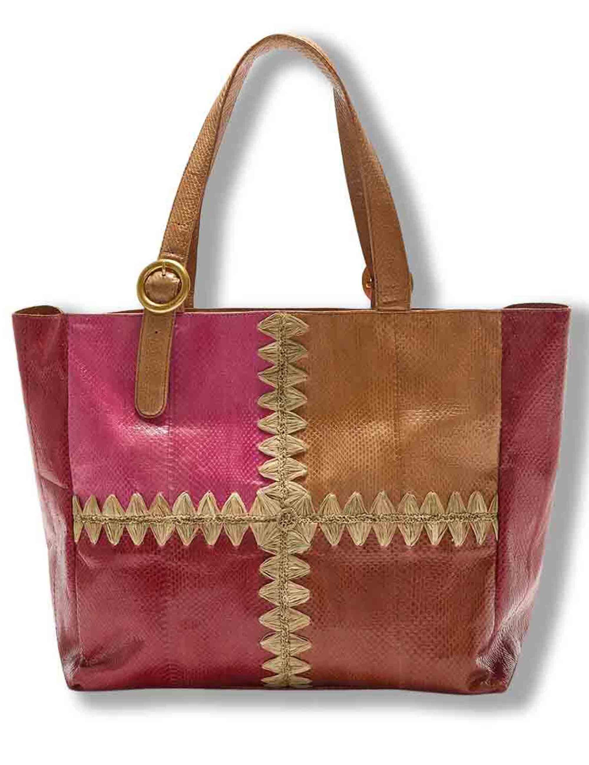 Borse donna Patchwork Thread in pelle rosa con doppi manici BH030501563 C3276 Maliparmi 