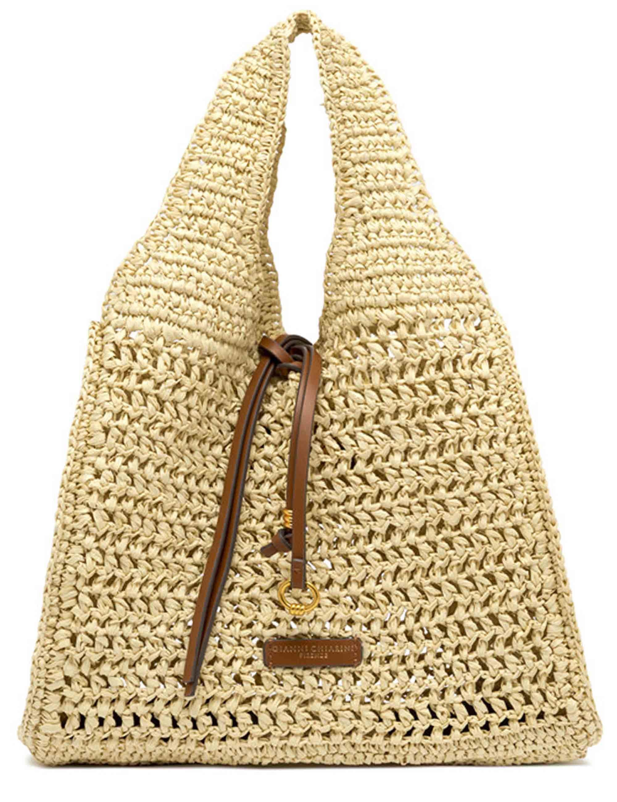 Borse donna Nefeli in rafia naturale con chiusura cordoncino BS11953 COMM STR-CRCH 850 Gianni Chiarini 