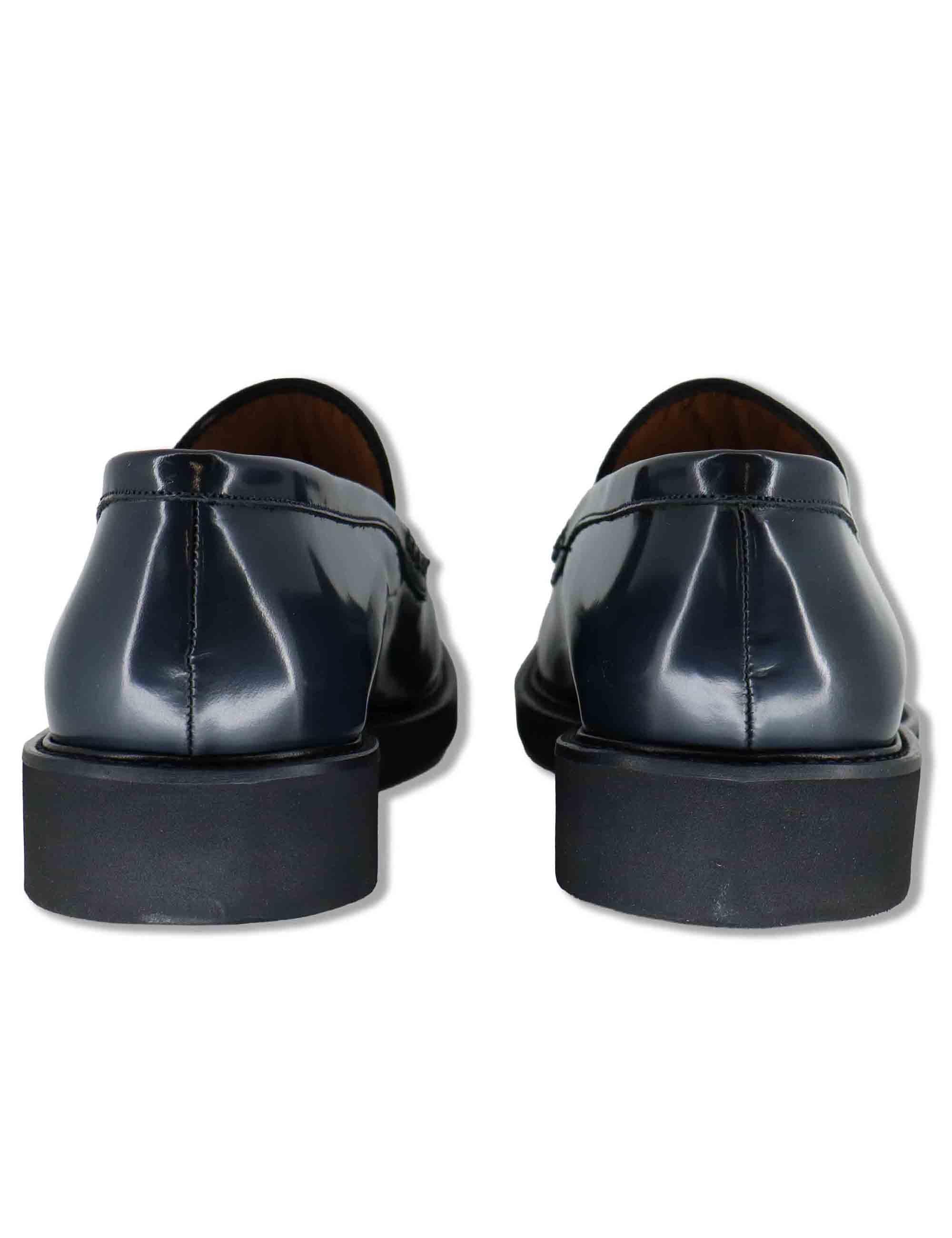 Mocassini uomo in pelle lucida blu fondo gomma senza bendina SP06 002 Spatarella 