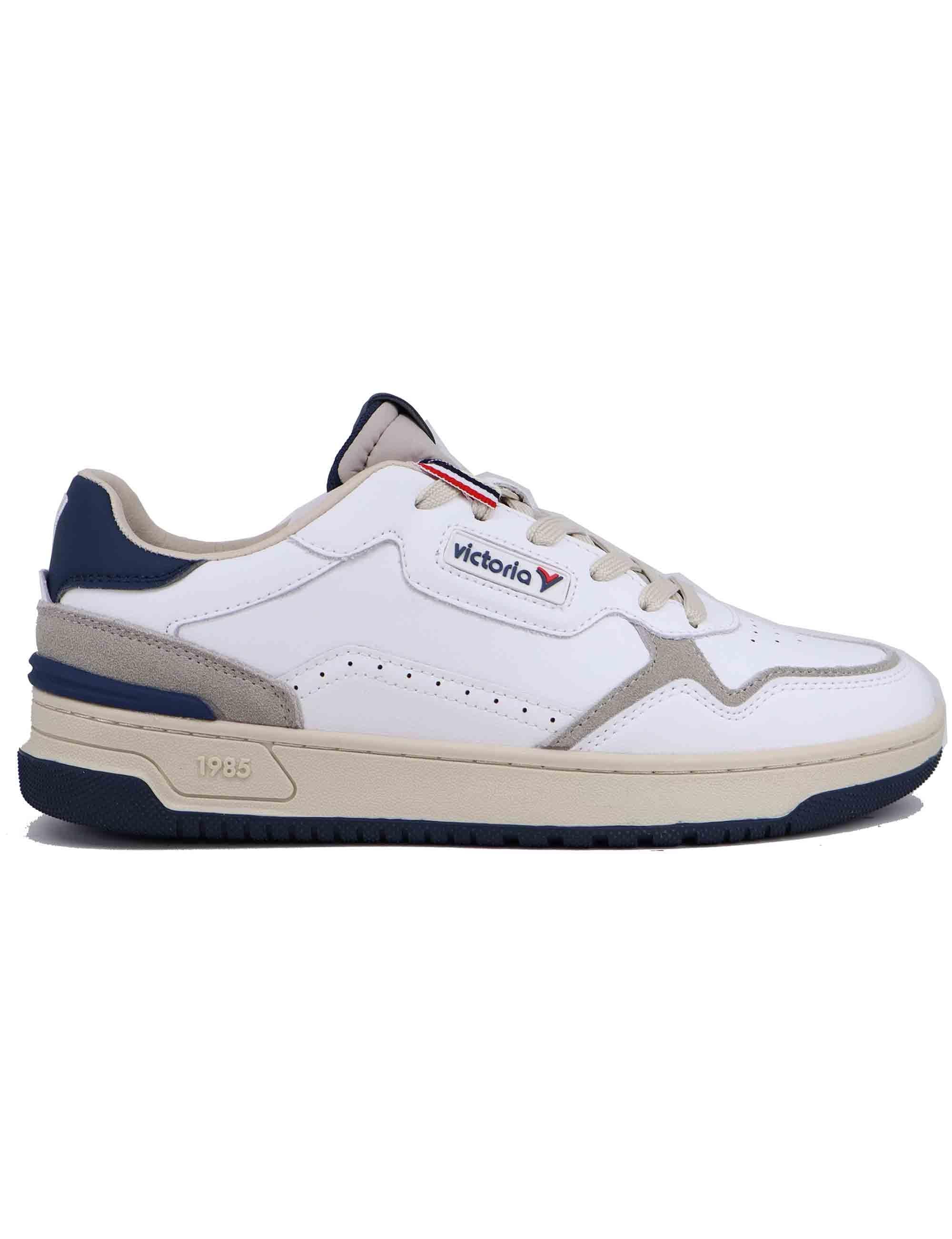 Sneakers uomo in pelle bianca con riporti blu 8800119 Marino Victoria 