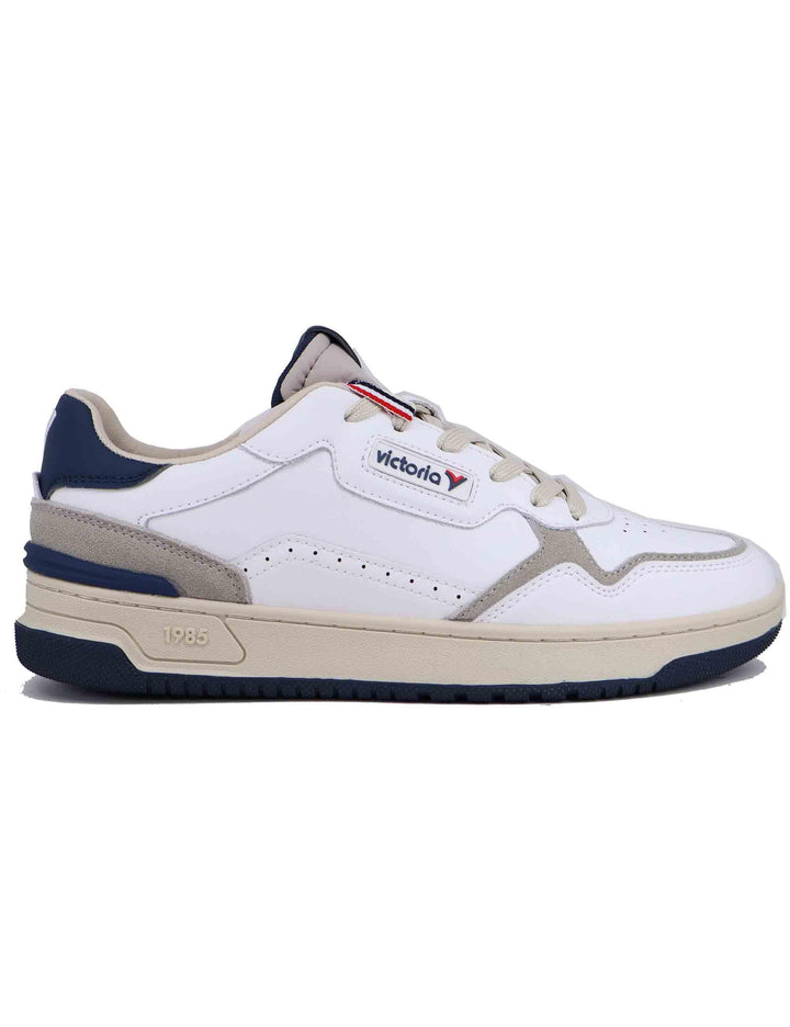 Sneakers uomo in pelle bianca con riporti blu 8800119 Marino Victoria 