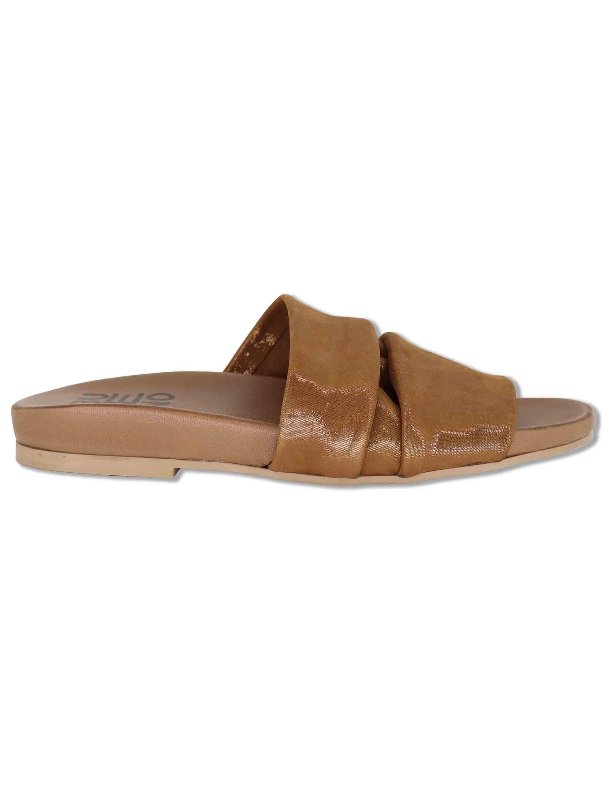 Sandali donna in tessuto oro con fussbett in pelle senza cinturini WG2401 200181 Bueno 