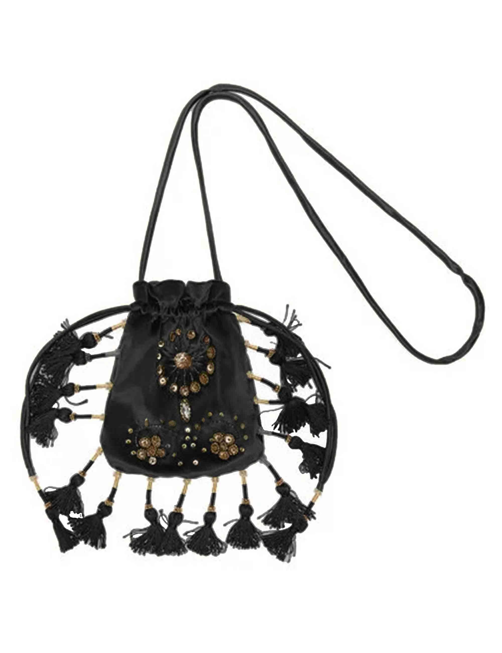 Mini bag donna The Precious Velvet in velluto nero con ricami e perline OP009561039 20000 Maliparmi 