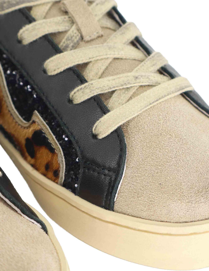 Sneakers donna in glitter nero con logo animalier D0058S05 03 Gamin 