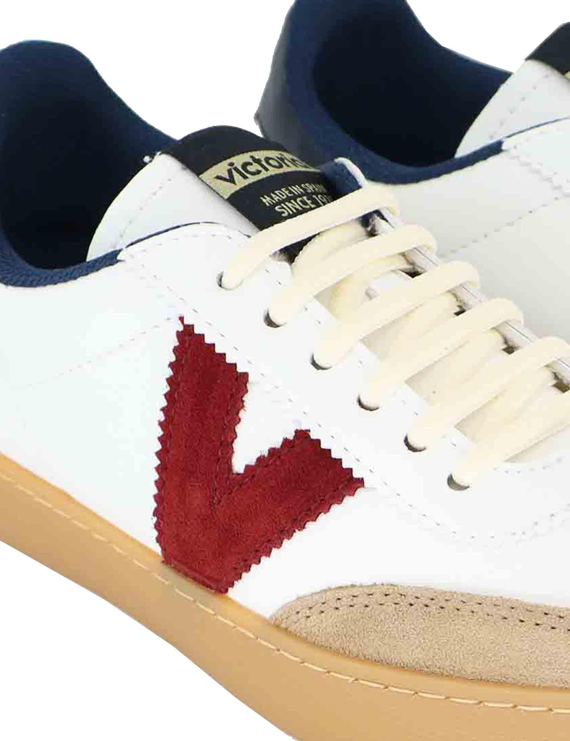 Sneakers donna in pelle bianca e camoscio beige 1126217 Marino Victoria 