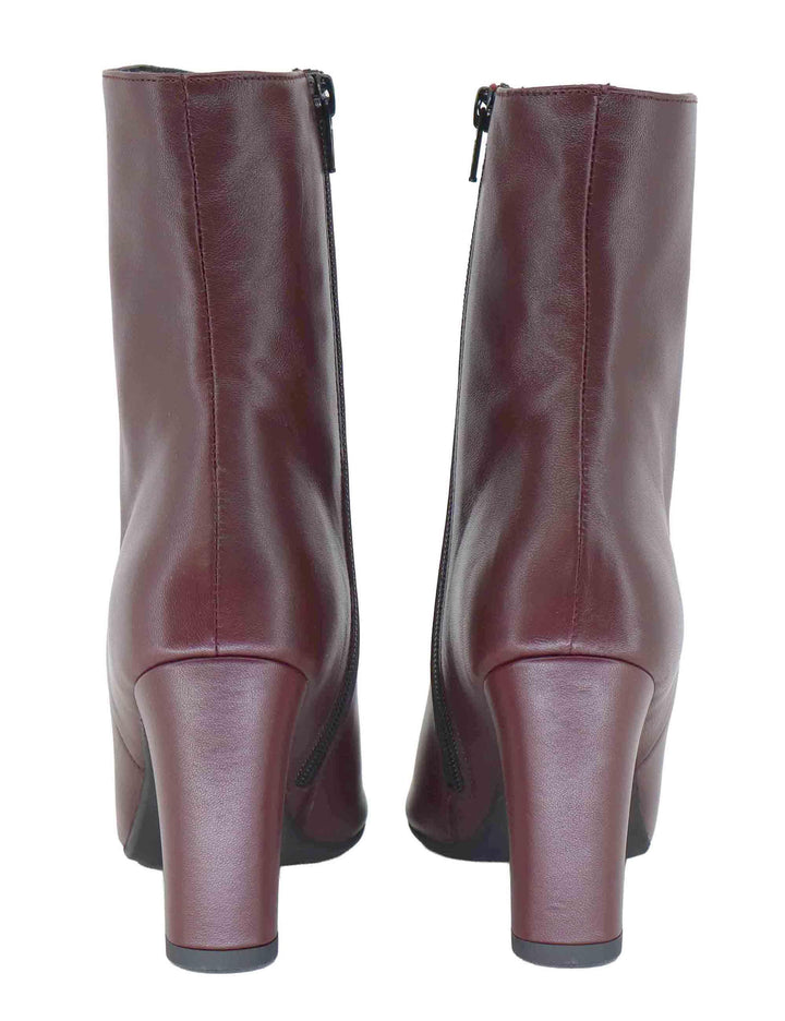 Stivaletti donna in pelle bordeaux tacco alto 3351 016 Les Venues 