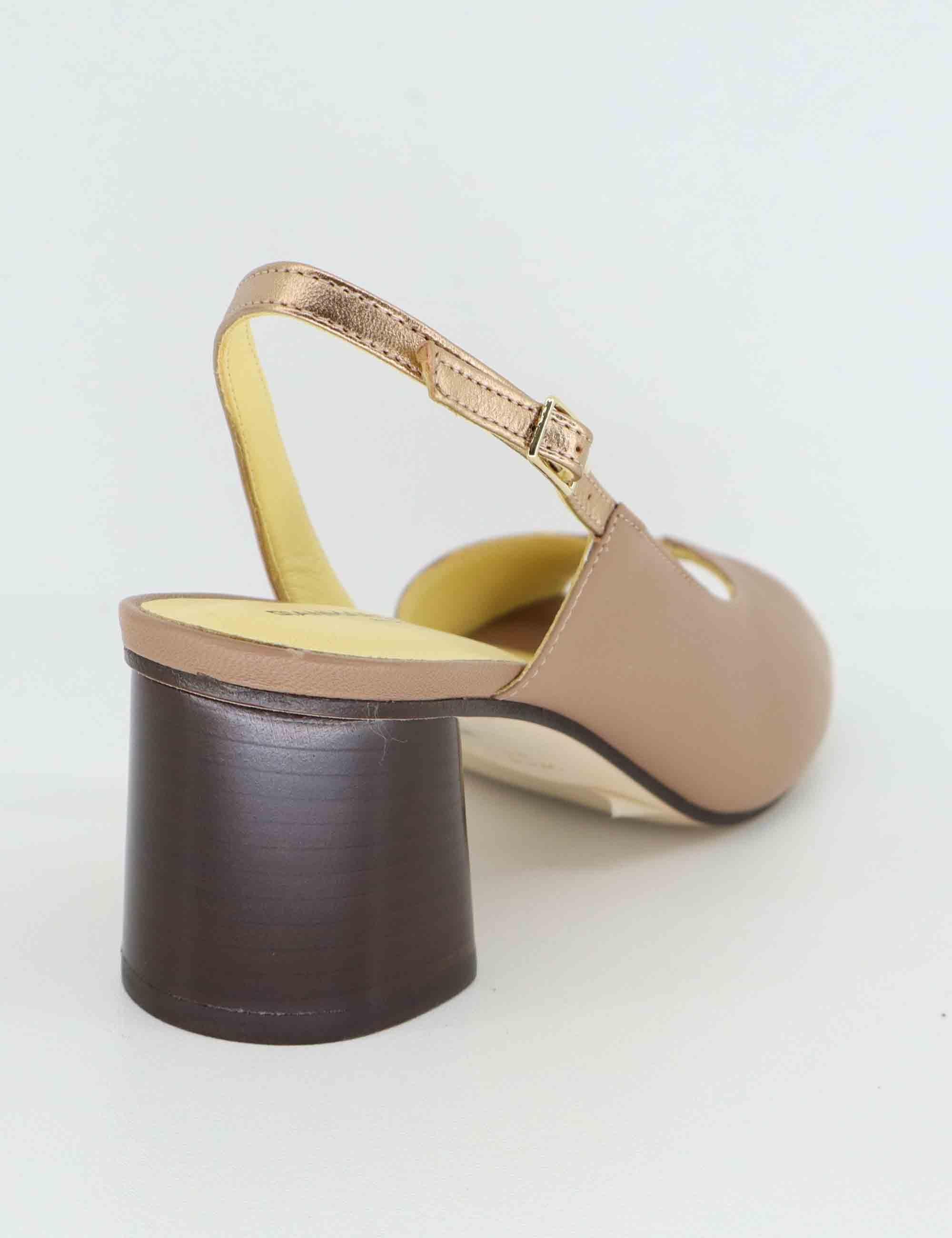 Sandali slingback donna in pelle cuoio tacco alto 3007 6 Gianmarco Sorelli 