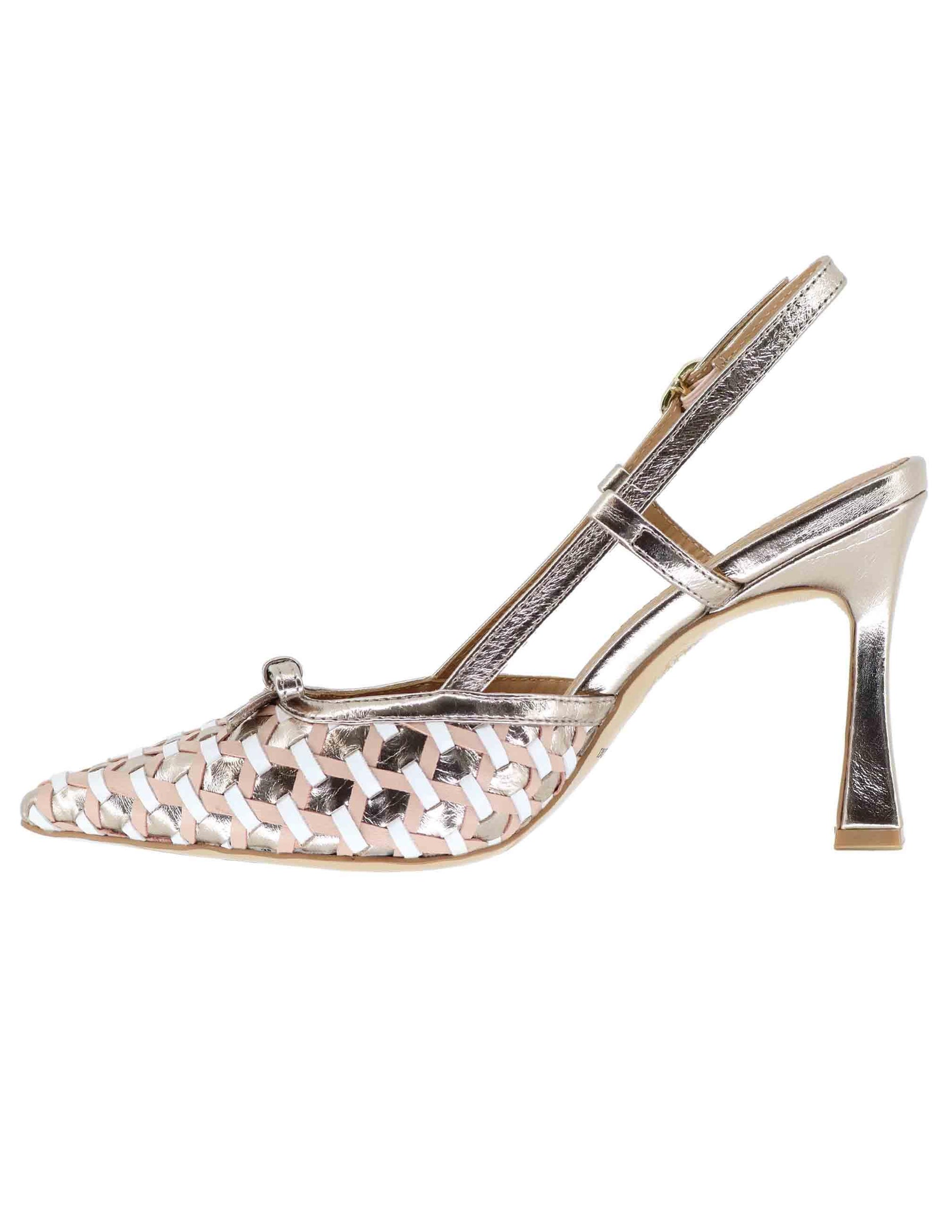 Decollete donna in pelle intrecciata argento tacco alto BL0609X 600 Bruno Premi 