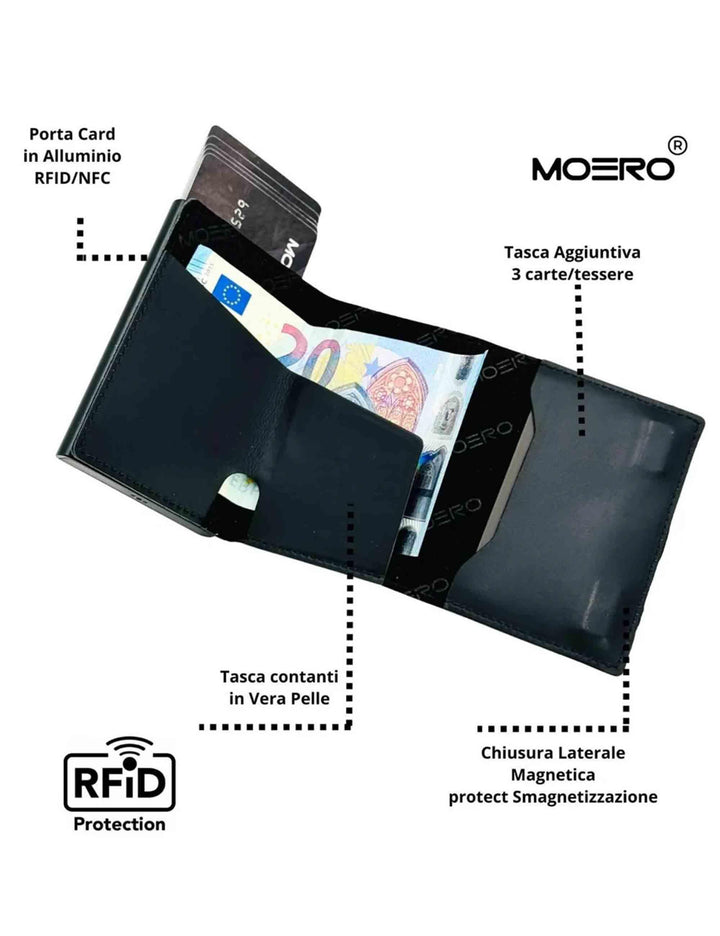 Portafogli uomo Prestige Pro Black Zip con portamonete PRESTIGE PRO ZIP BLACK Moero 