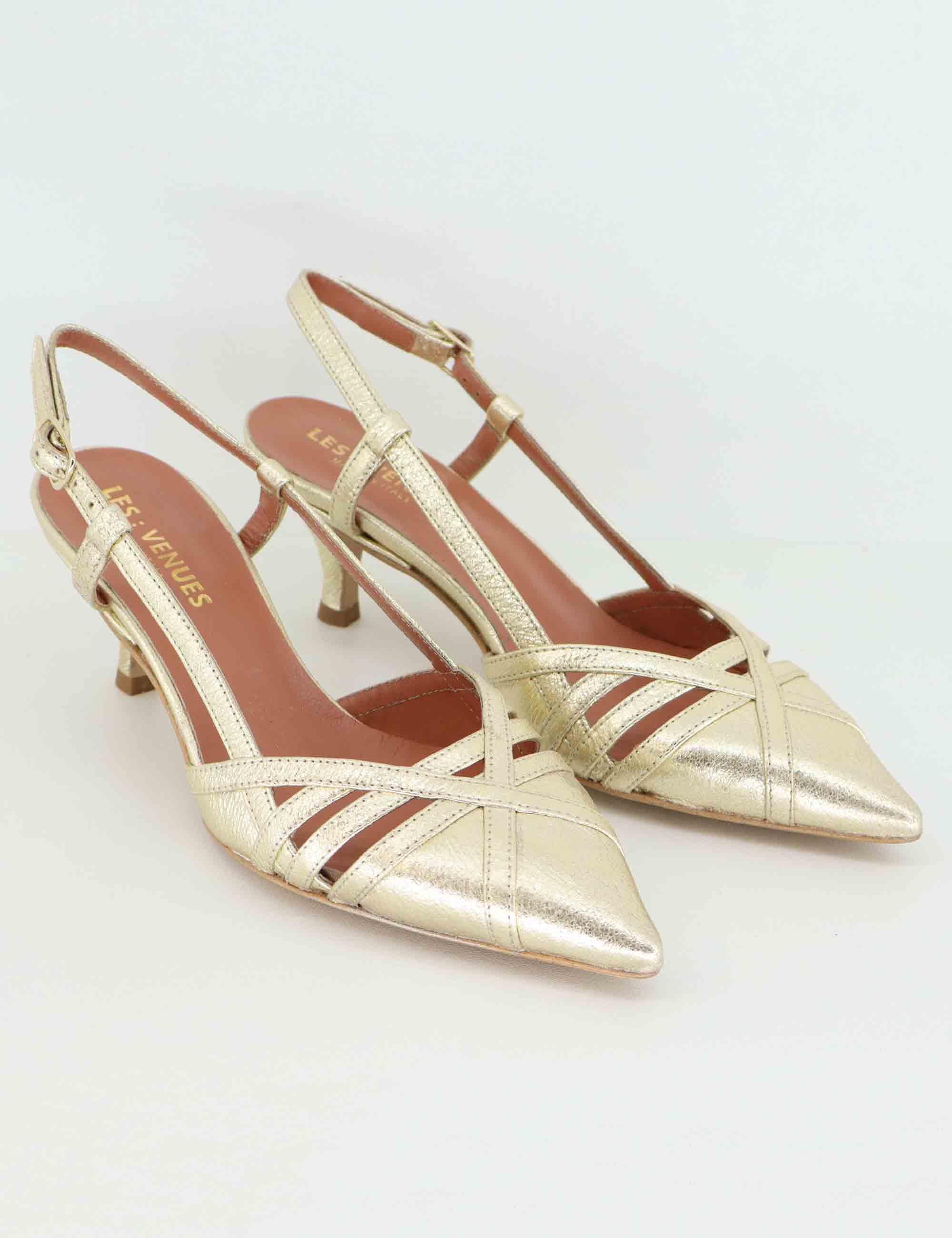 Slingback donna in pelle platino 8820R 077 Les Venues 