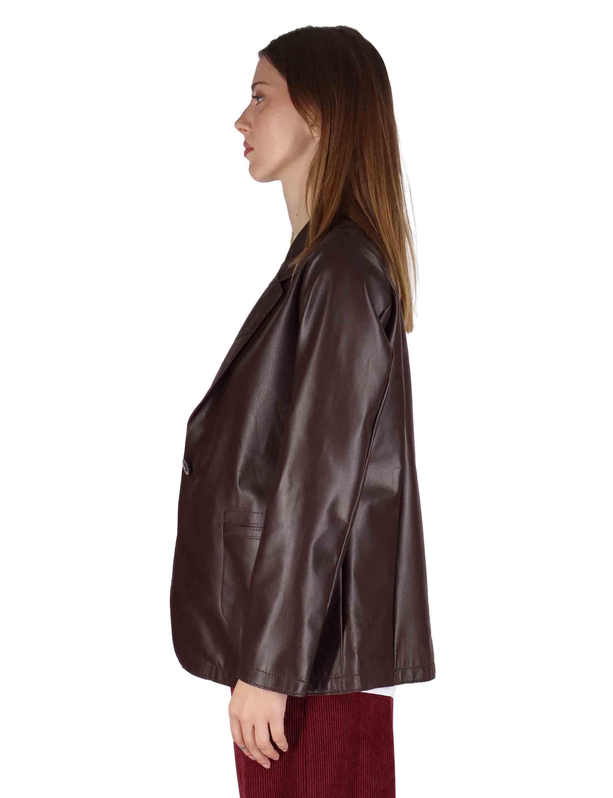 Giacche donna in pelle prugna un bottone SP2375 005 Spatarella 