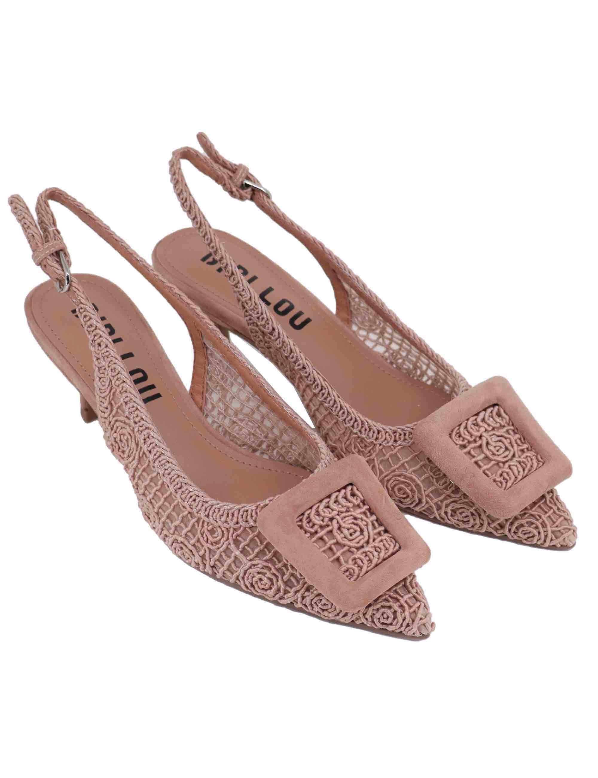 Slingback Dalila donna in macrame nude 652Z61VK 018 Bibi Lou 