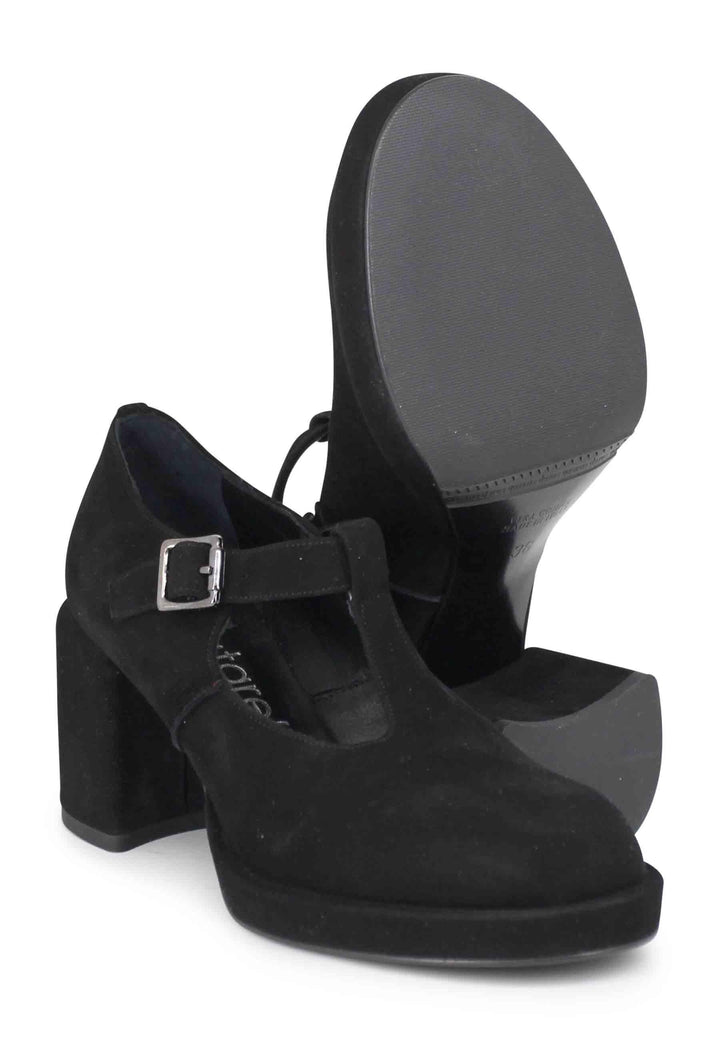 Decollete donna in camoscio nero con tacco e plateau SP769 001 Spatarella 