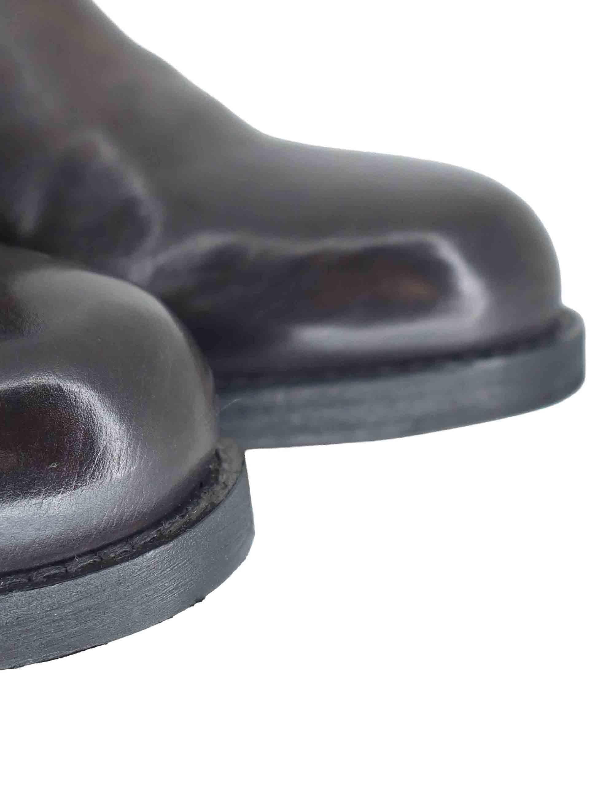 Stivaletti donna in pelle marrone con tacco basso e cinturini 252-22-23 DKGRE Zolfo 