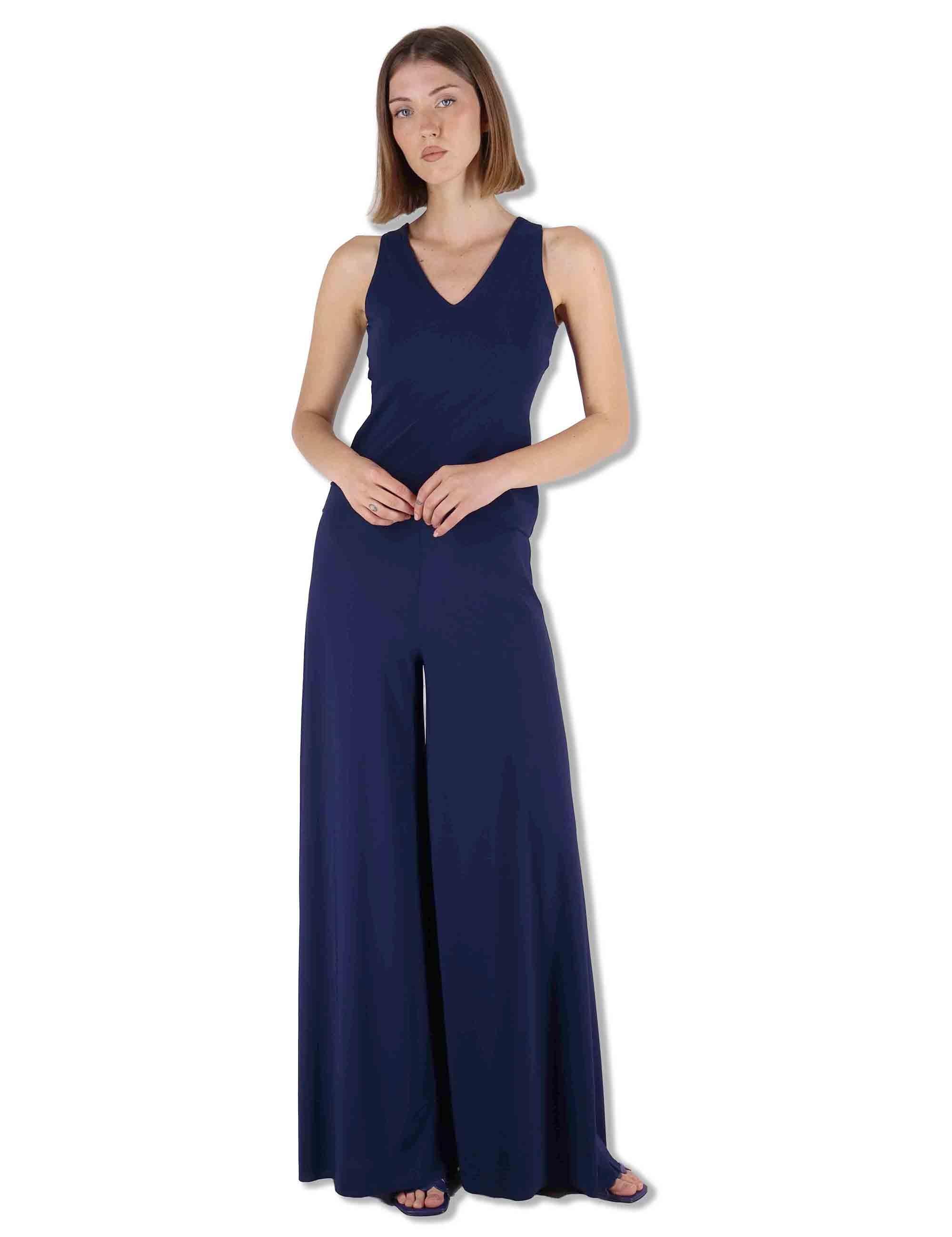 Top donna Soft Jersey in blu con scollo a V e giromaniche JP556470210 80043 Maliparmi 