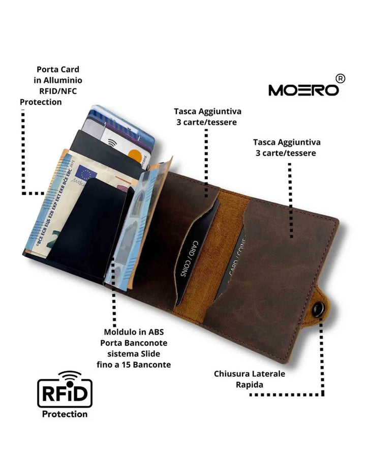 Portafogli uomo Vintage Dark Brown ZIP con portamonete VINTAGE ZIP DARK BROWN Moero 