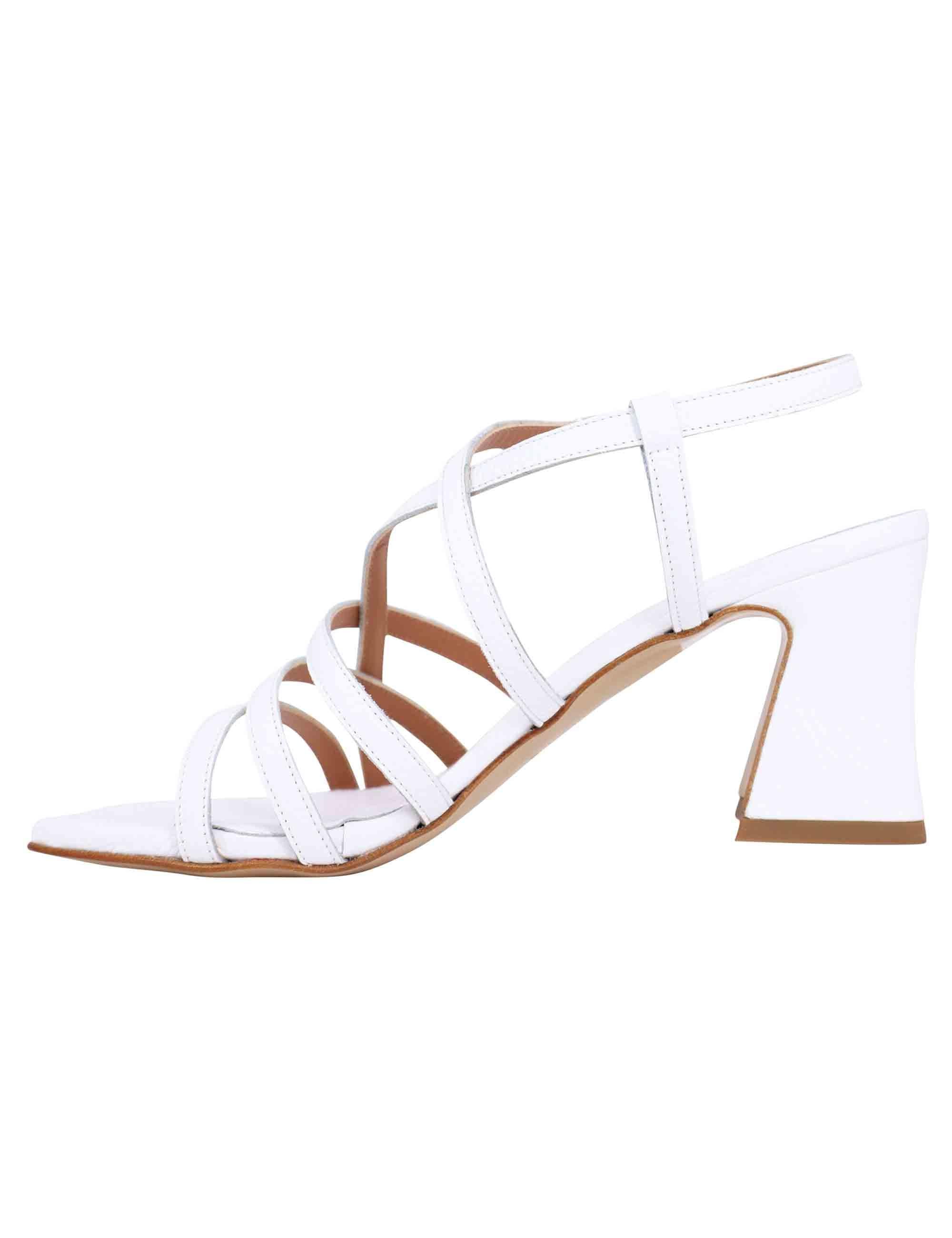 Sandali slingback donna in pelle bianca con tacco alto e punta quadra T7631Q 100 Tattoo 