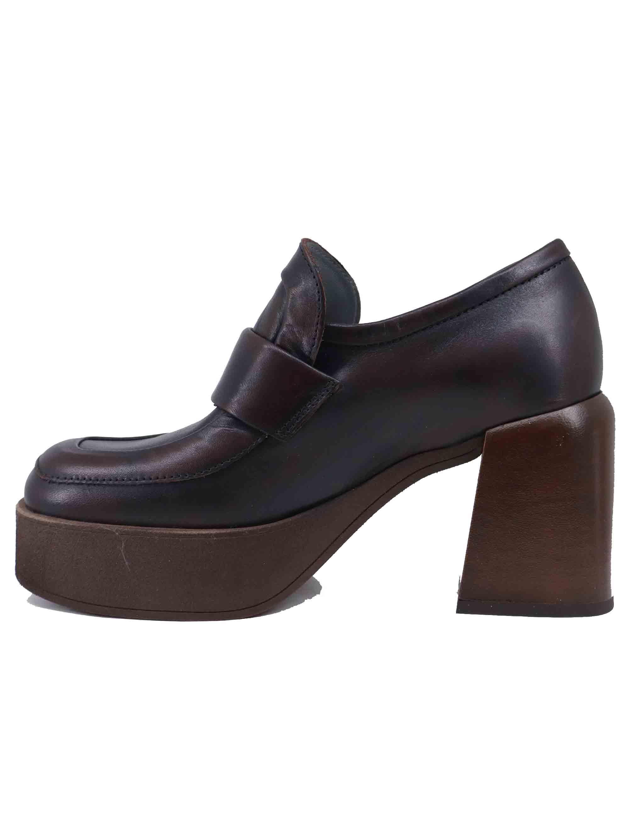 Mocassini donna in pelle testa di moro tacco alto LORY 014 Patrizia Bonfanti 