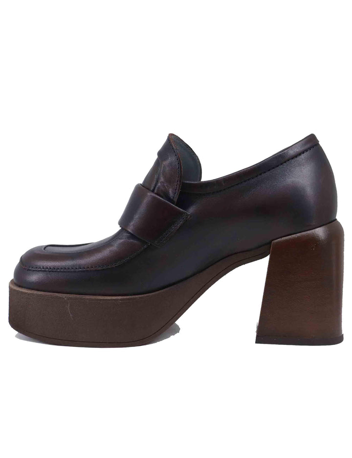 Mocassini donna in pelle testa di moro tacco alto LORY 014 Patrizia Bonfanti 