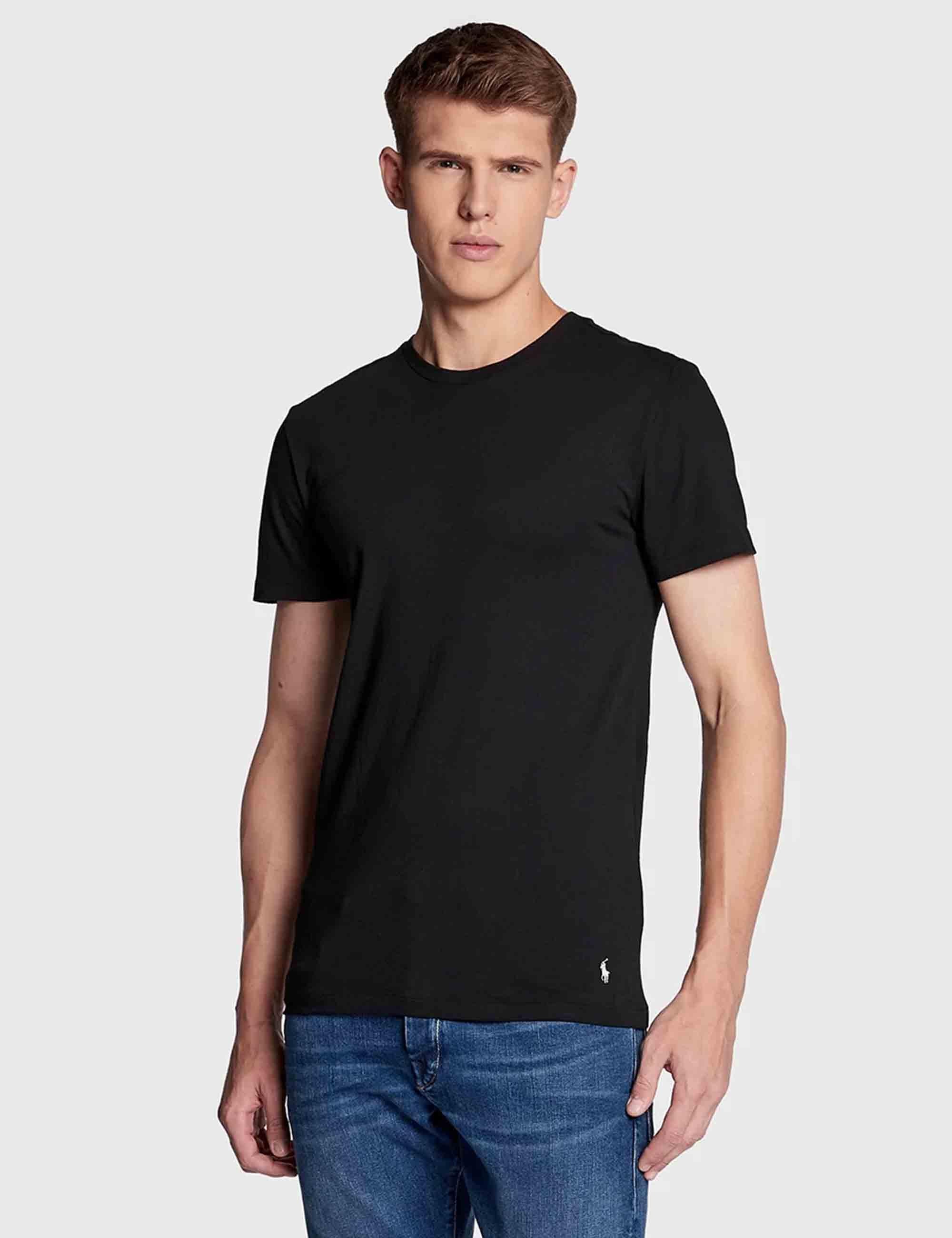 T-shirt uomo Classic Crew in cotone nero con logo ricamato Set di 3 714830304014 BLACK/BLACK/BLACK Polo Ralph Lauren 