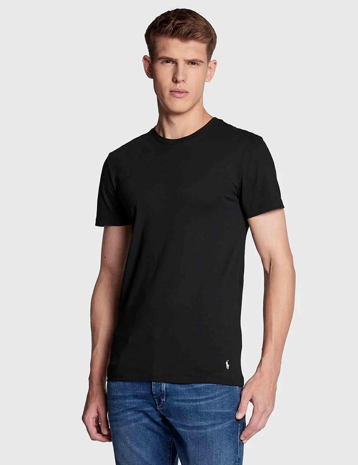 T-shirt uomo Classic Crew in cotone nero con logo ricamato Set di 3 714830304014 BLACK/BLACK/BLACK Polo Ralph Lauren 