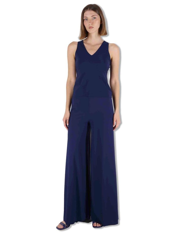 Top donna Soft Jersey in blu con scollo a V e giromaniche JP556470210 80043 Maliparmi 