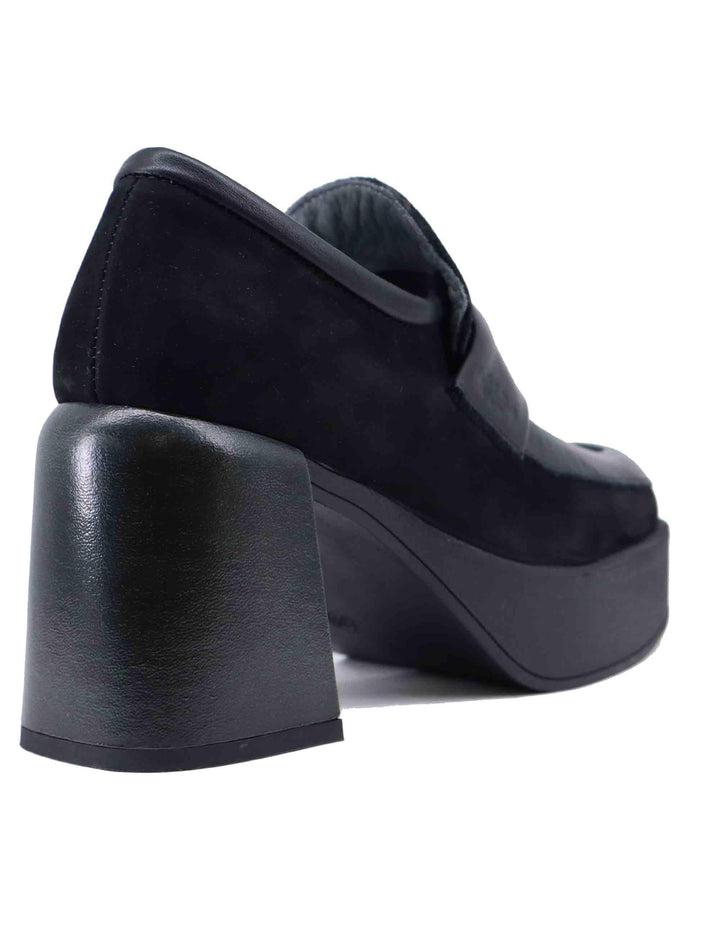 Mocassini donna in camoscio nero tacco alto LORY 001 Patrizia Bonfanti 