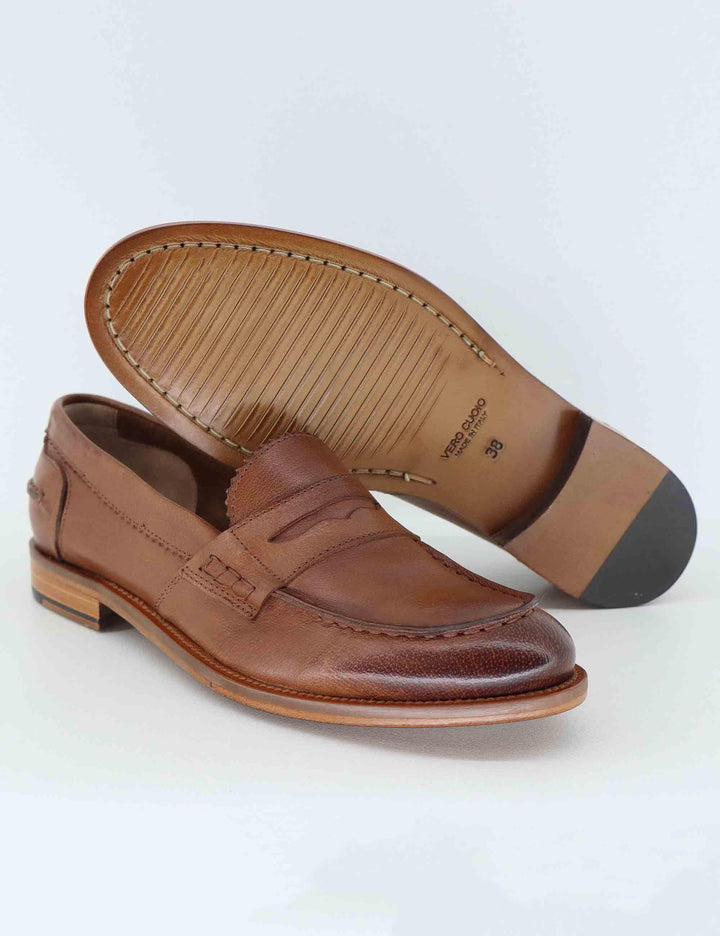 Mocassini donna in pelle taupe con suola in cuoio SPD306 047 Spatarella 