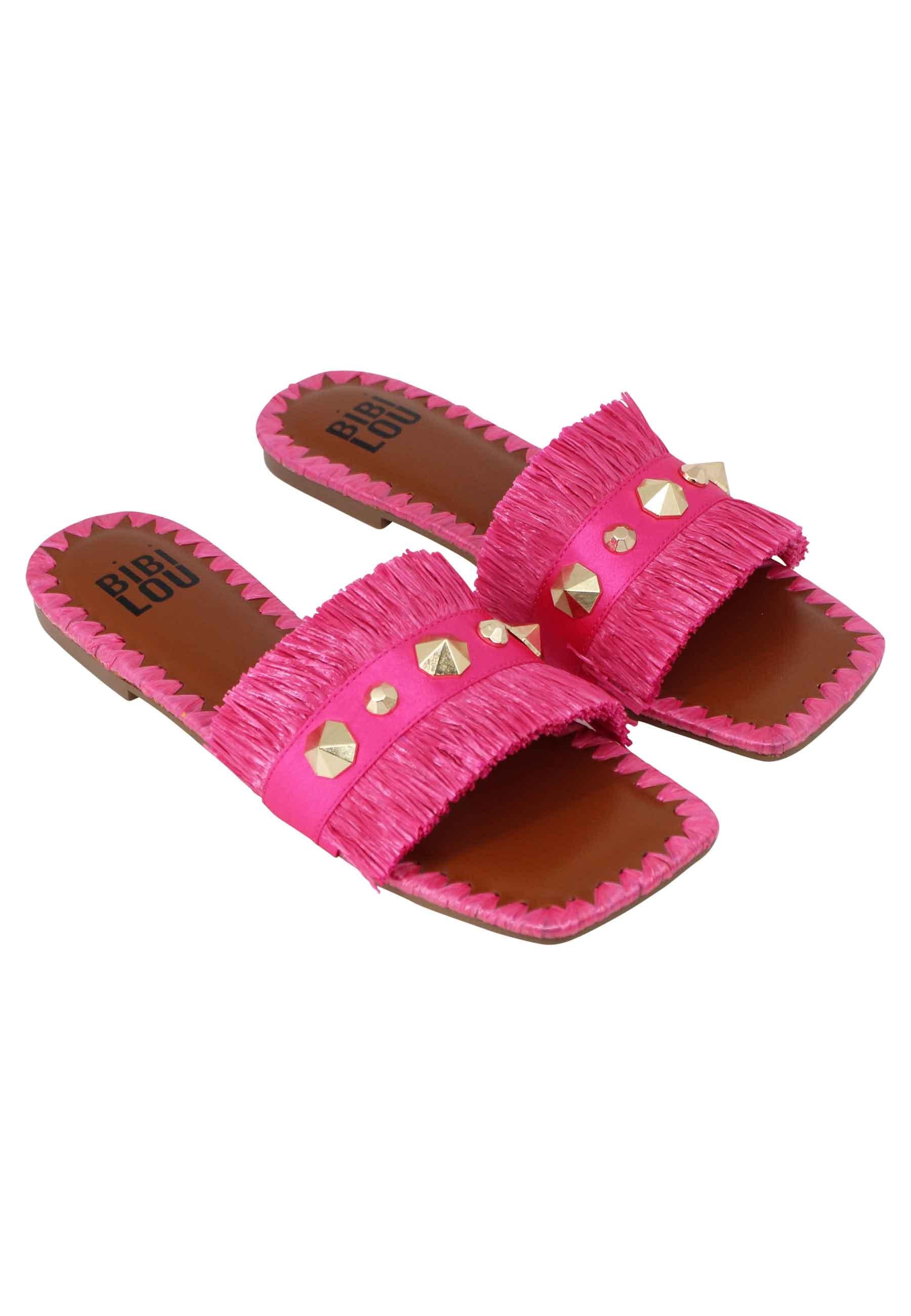 Sandali flat Alexis donna tessuto sfrangiato fuxia con borchie 891Z69HG 053 Bibi Lou 
