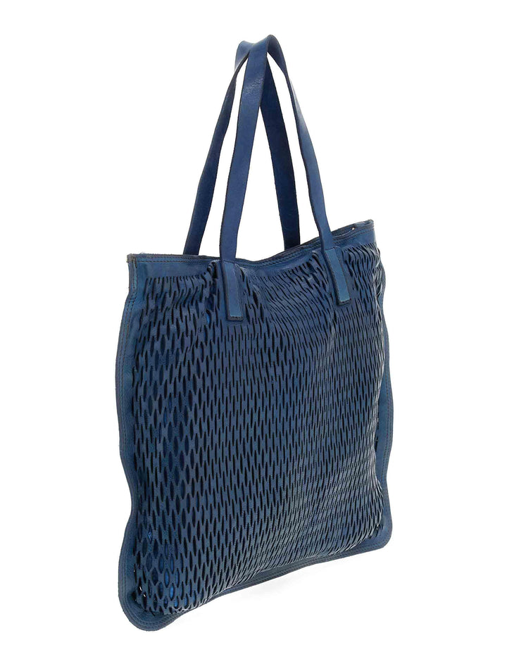 Shopping bag donna Mangrovia in pelle laserata blu C040720ND X2489 C3019 Campomaggi 