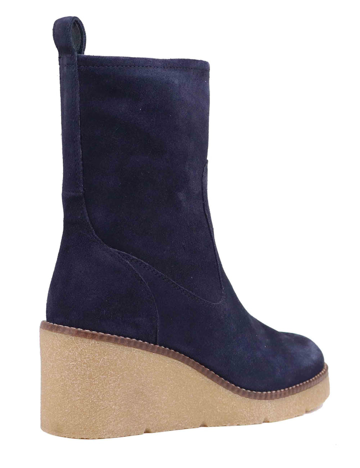 Stivaletti donna in camoscio blu con zeppa MISS BS NAVY_24 Unisa 