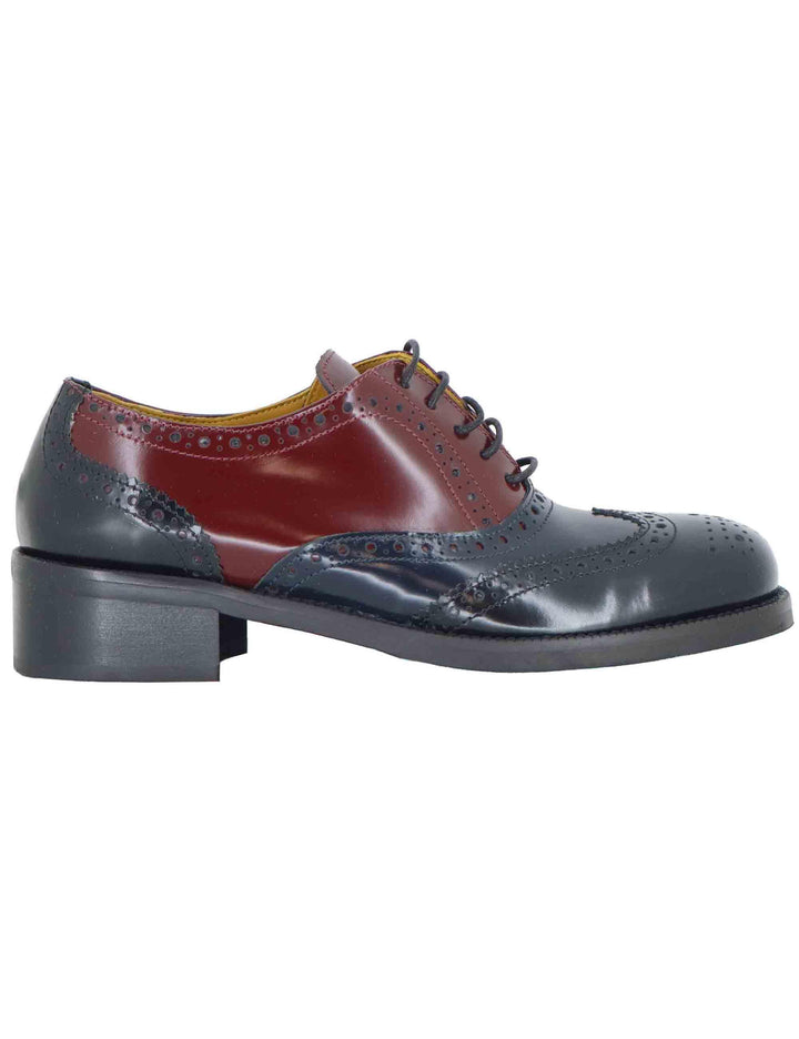 Stringate donna in pelle nera bi colore con impunture SP9601 001 Spatarella 