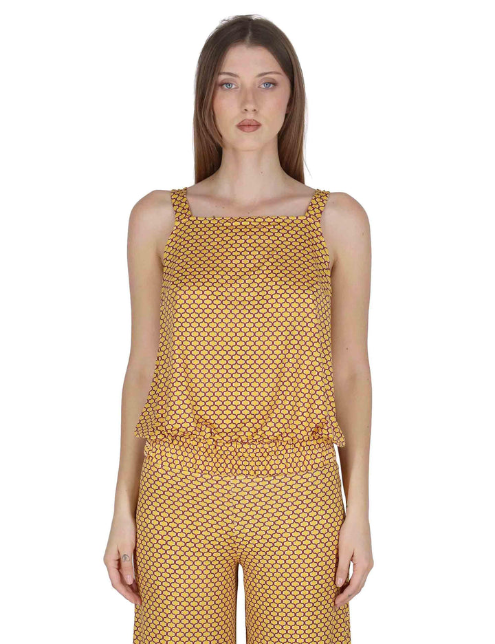 Top donna Square Neck Tank in jersey stretch giallo a fantasia JFATS0001-E2825-1267 1226 Justmine 