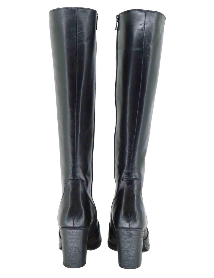 Stivali donna in pelle nera tacco alto 9780SLIM 001 Les Venues 