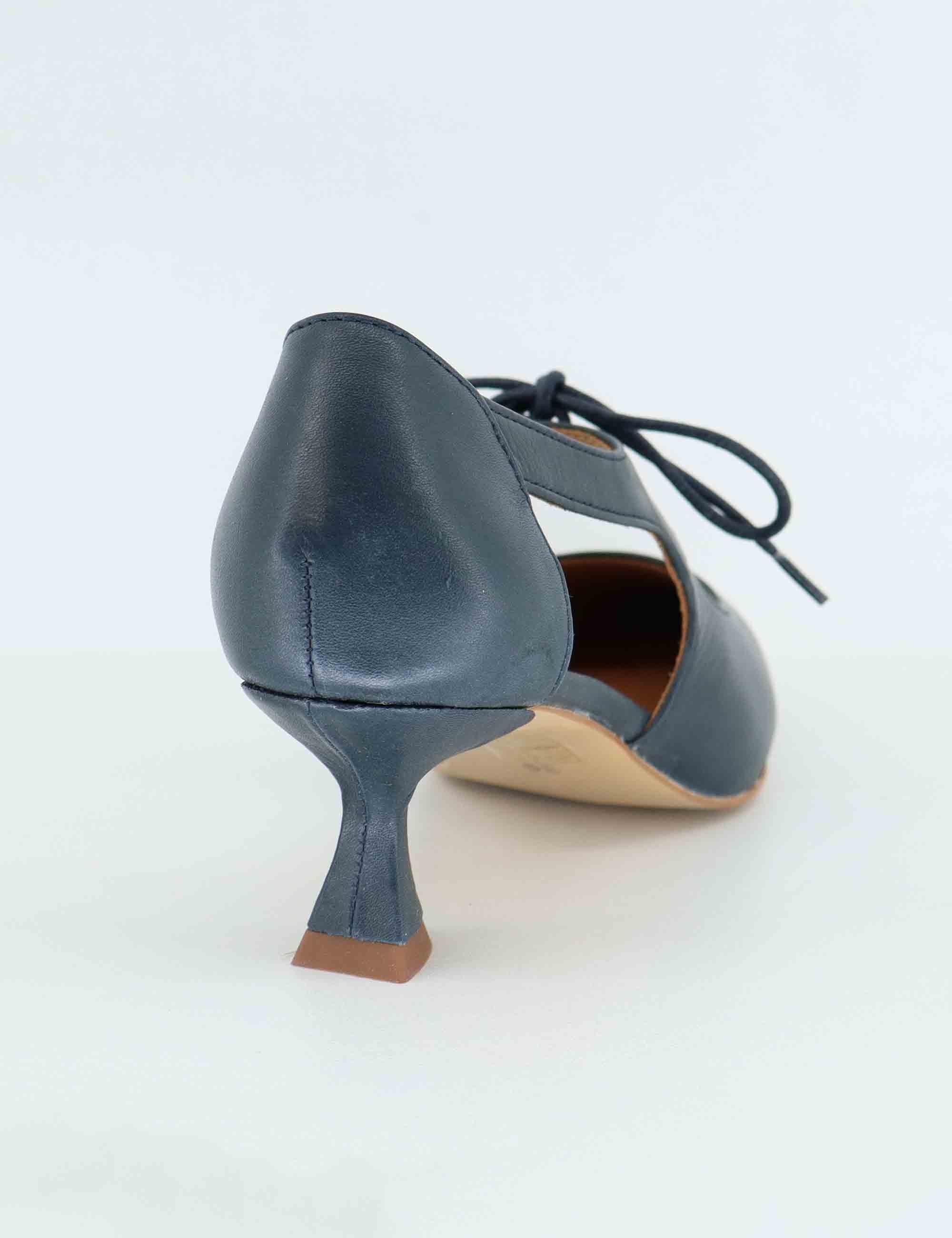 Decollete donna in pelle blu con laccetti SPY01-07 002 Spatarella 
