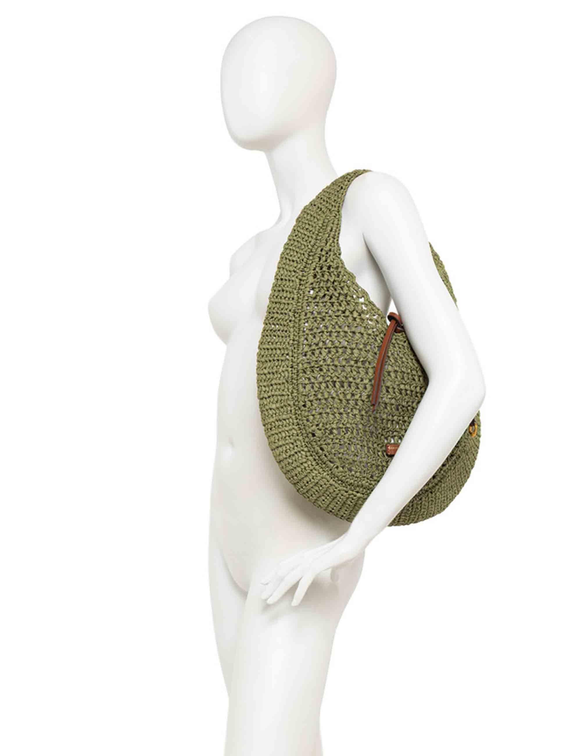 Borse donna Nefeli monospalla in paglia verde con chiusura cordoncino BS11954 COMM STR-CRCH 11730 Gianni Chiarini 