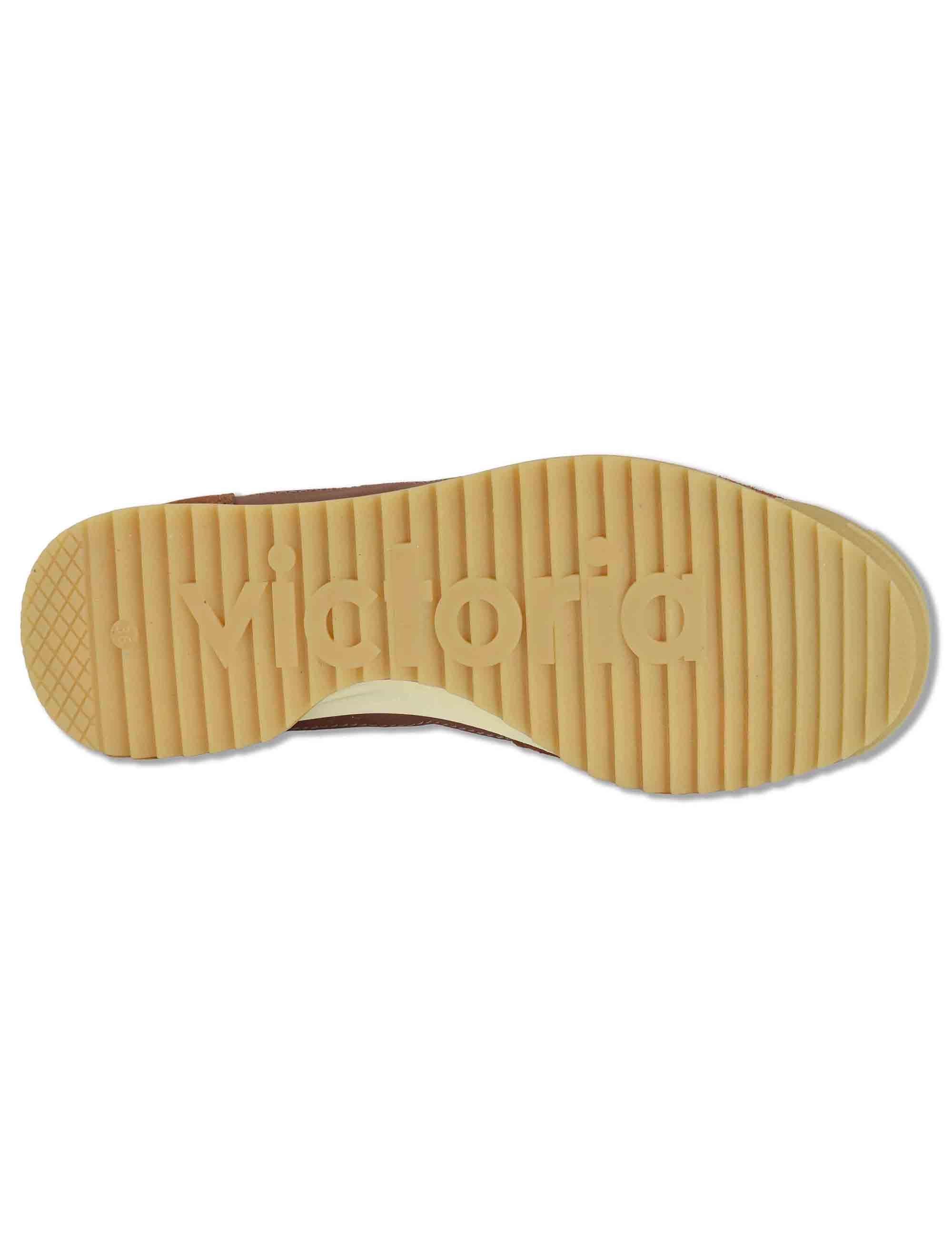 Sneakers donna Saturno in pelle e tessuto marrone con suola bassa 1158110 79_Terra Victoria 