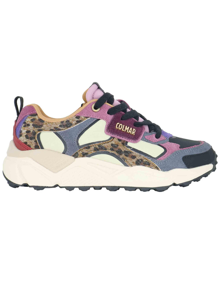 Sneakers donna in pelle e tessuto taupe con suola alta GARNER JUNGLE 124 Colmar 