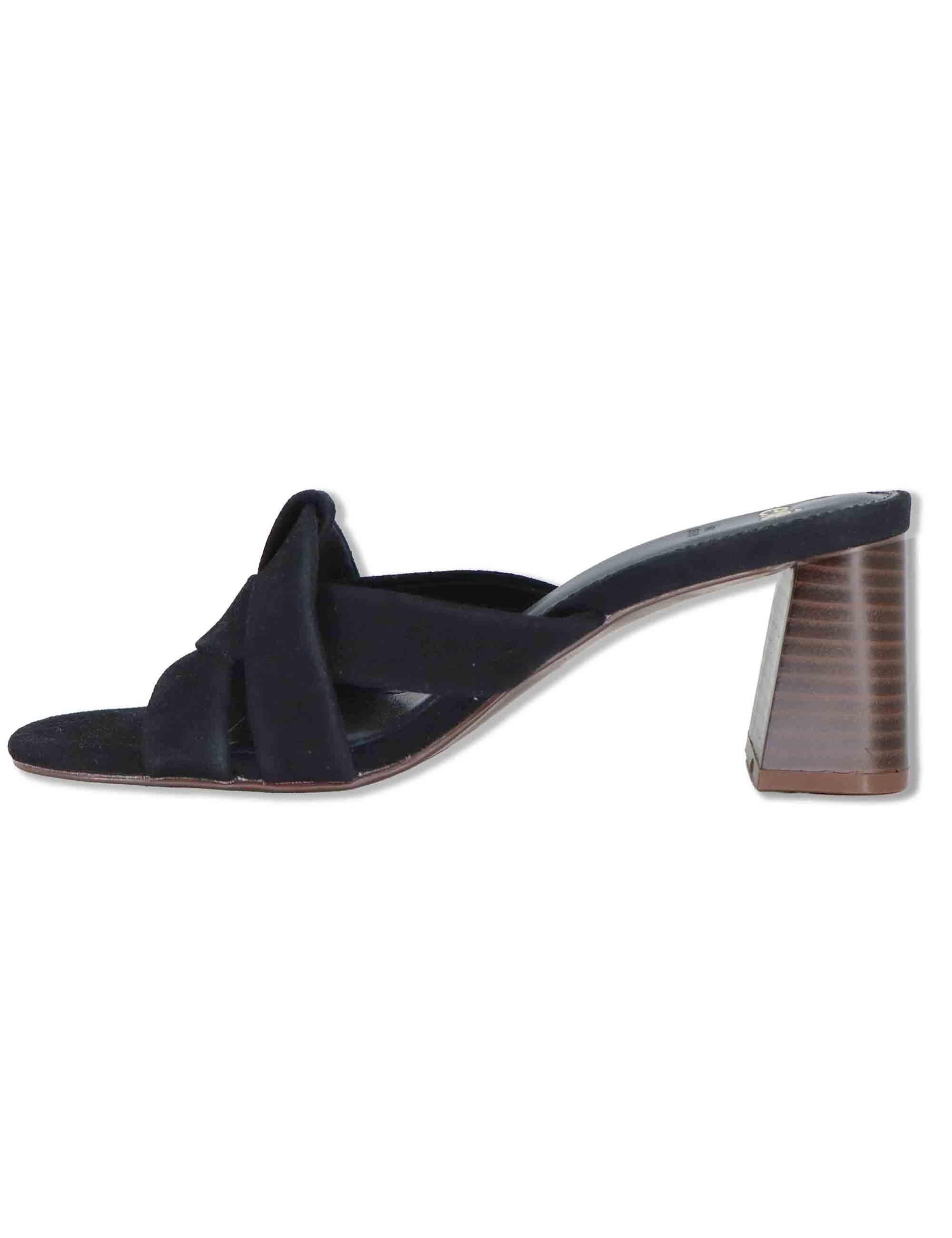 Sandali donna in eco camoscio nero con tacco alto senza cinturini VENETO-576 4004 Exe 