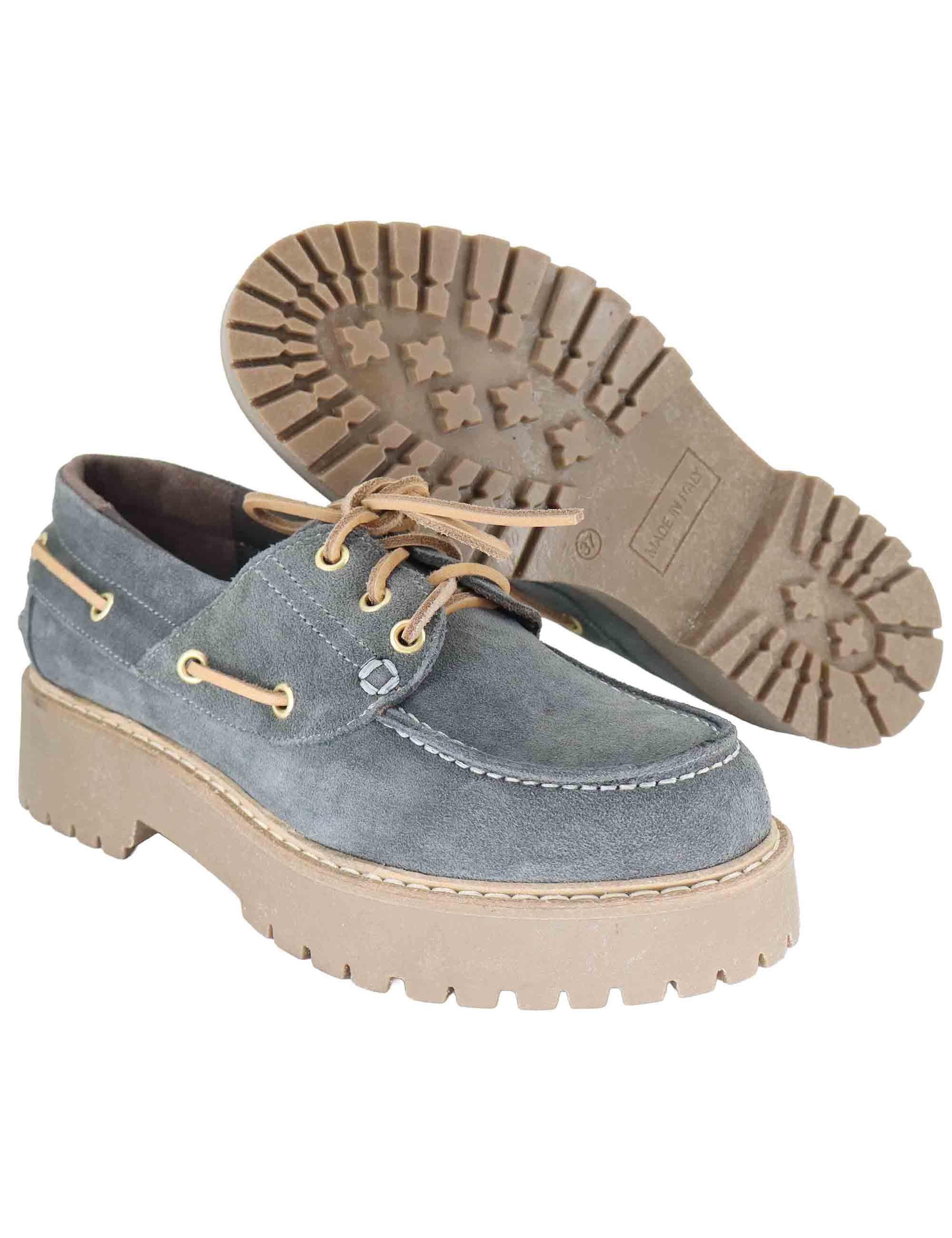 Stringate donna in crosta grigia con suola carrarmato SP20 015 Spatarella 