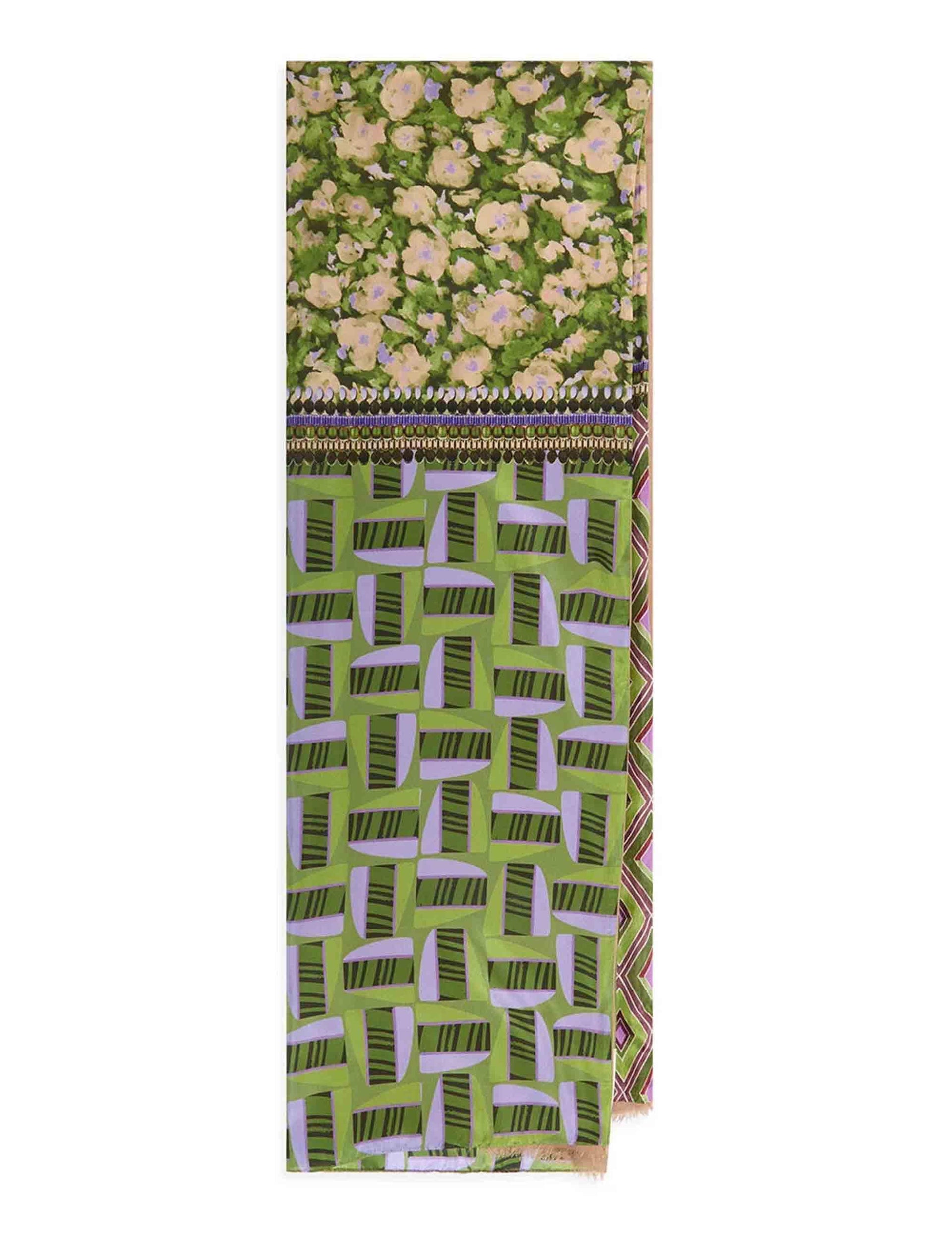 Stole donna Collection Print in pura seta verde stampate a fantasia IB020730123 D6080 Maliparmi 