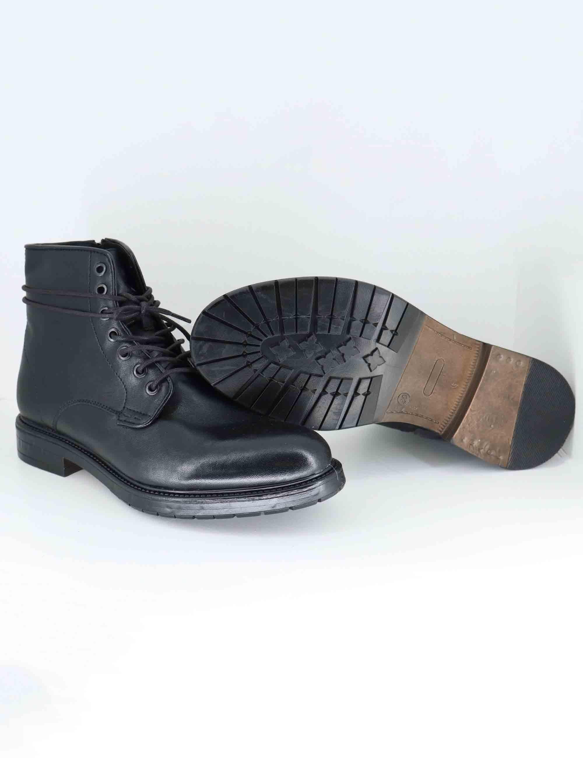 Stivaletti uomo in pelle nera con zip interna e suola in gomma SPGB2050 001 Spatarella 