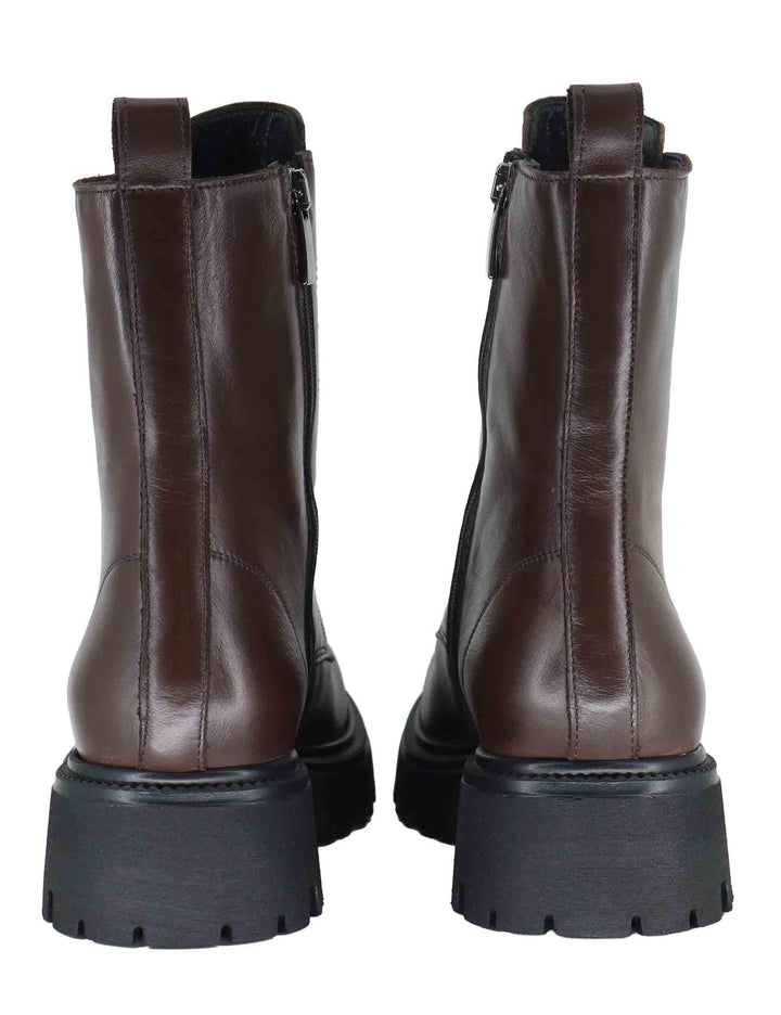 Stivaletti anfibi donna in pelle marrone con elastici e suola carrarmato GAIA 13 014 Tattoo 