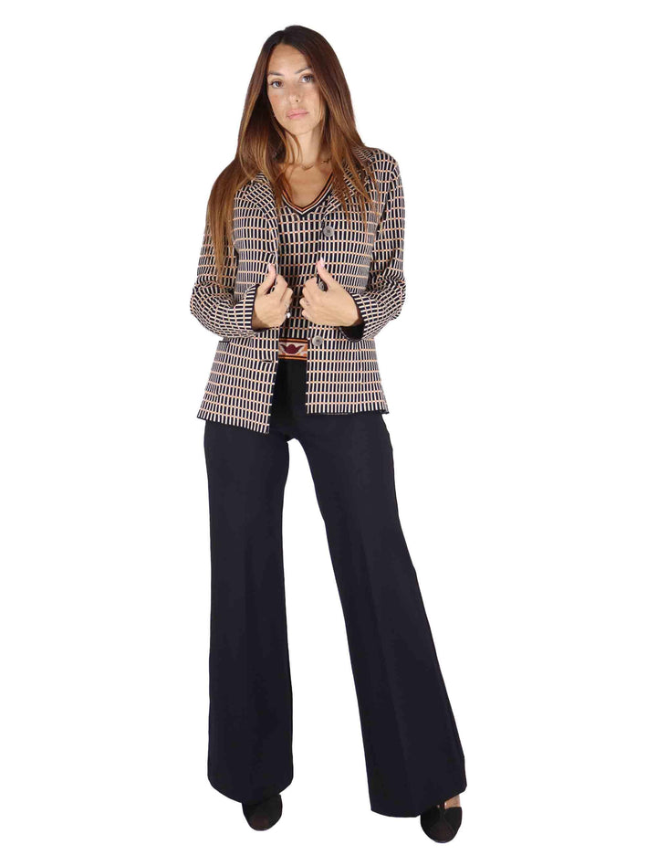 Giacche donna in tessuto naturale nero a fantasia 3 bottoni JABCR0025-G079 9999 Justmine 