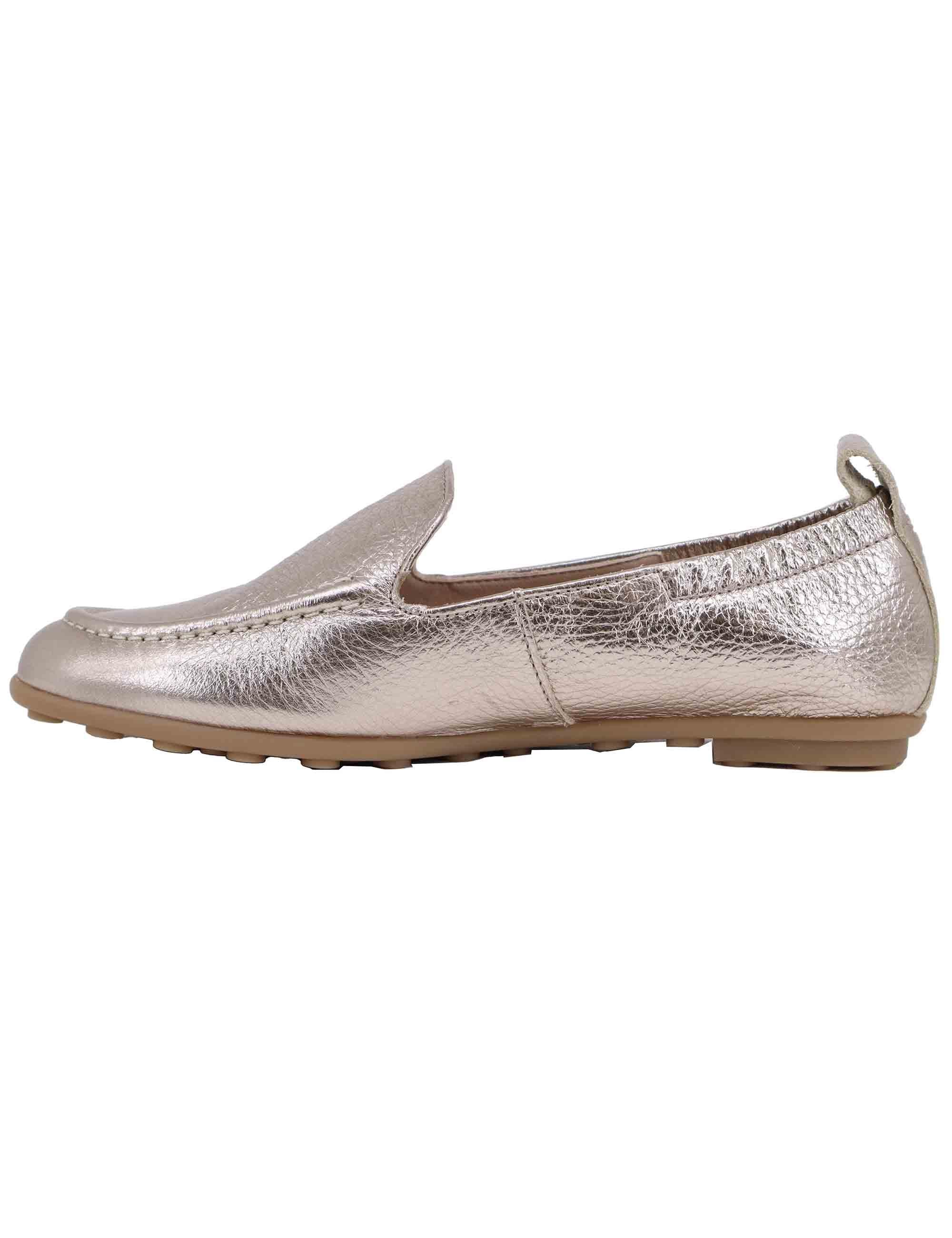Mocassini donna in pelle laminata platino con suola in gomma HV253177 C006 Hispanitas 