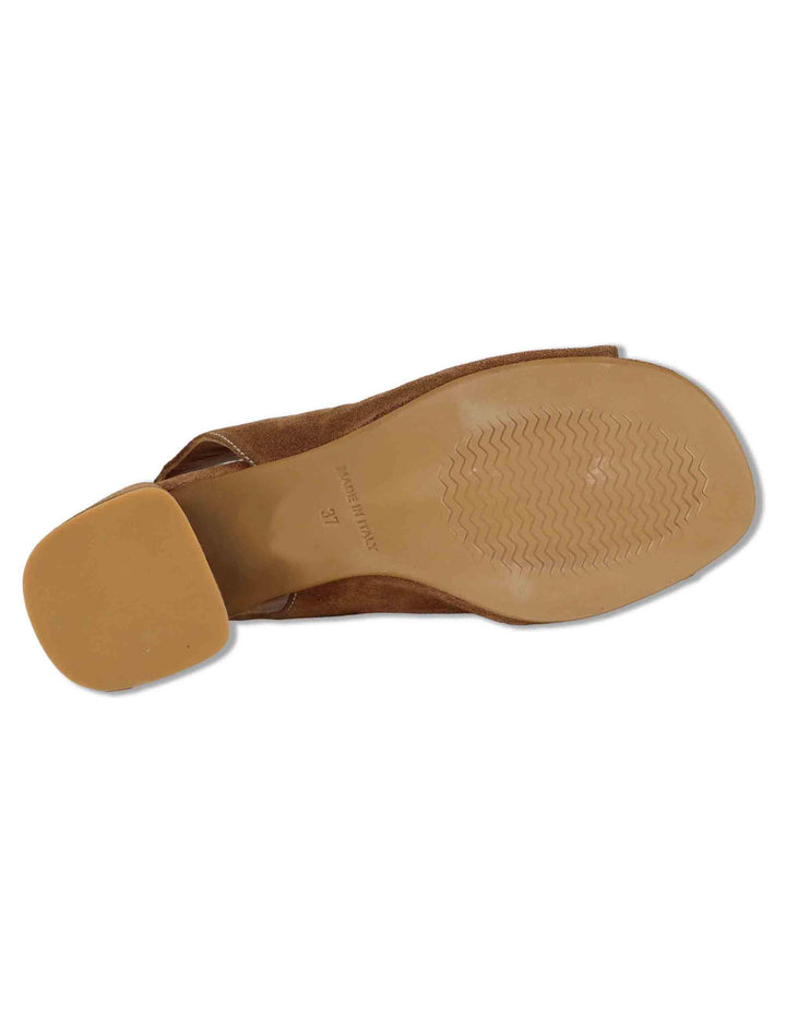 Sandali donna in camsocio cuoio con laccetti e tacco medio SP8218 014 Spatarella 