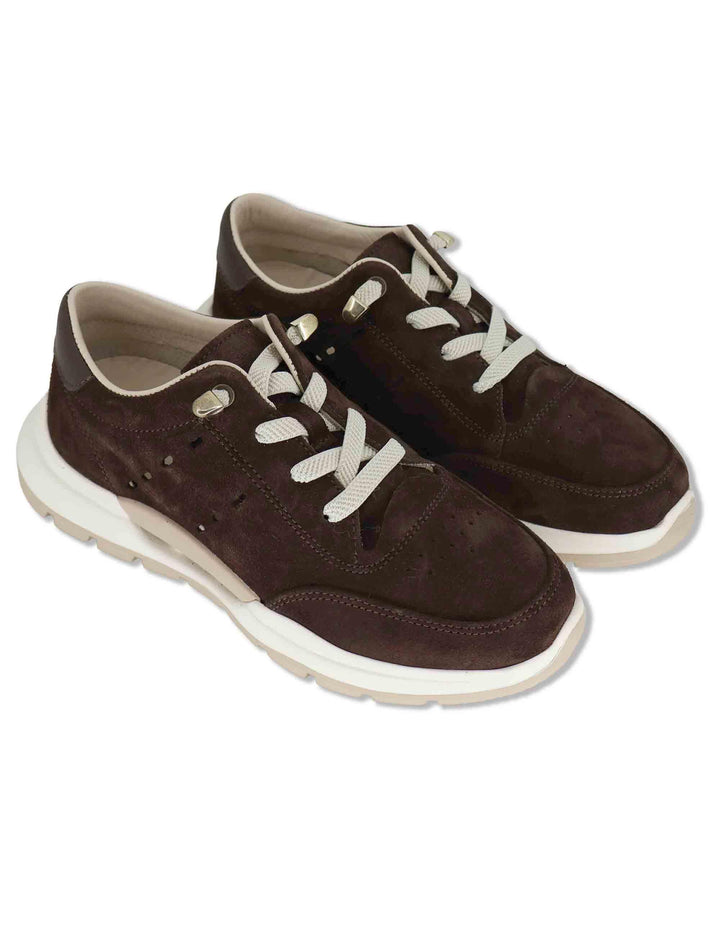 Sneakers donna in camoscio marrone con suola in gomma ammortizzata SP60041 014 Spatarella 