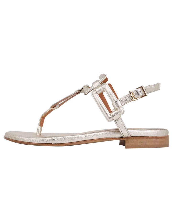 Sandali flat slingback infradito donna in pelle laminata platino T1027 602 Tattoo 