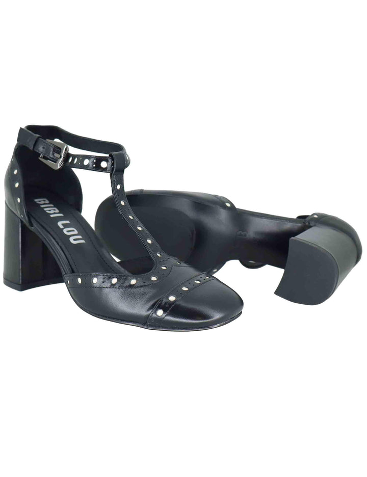 Mary Jane donna in pelle nera con impunture e cinturino regolabile 589Z12VK 03 Bibi Lou 