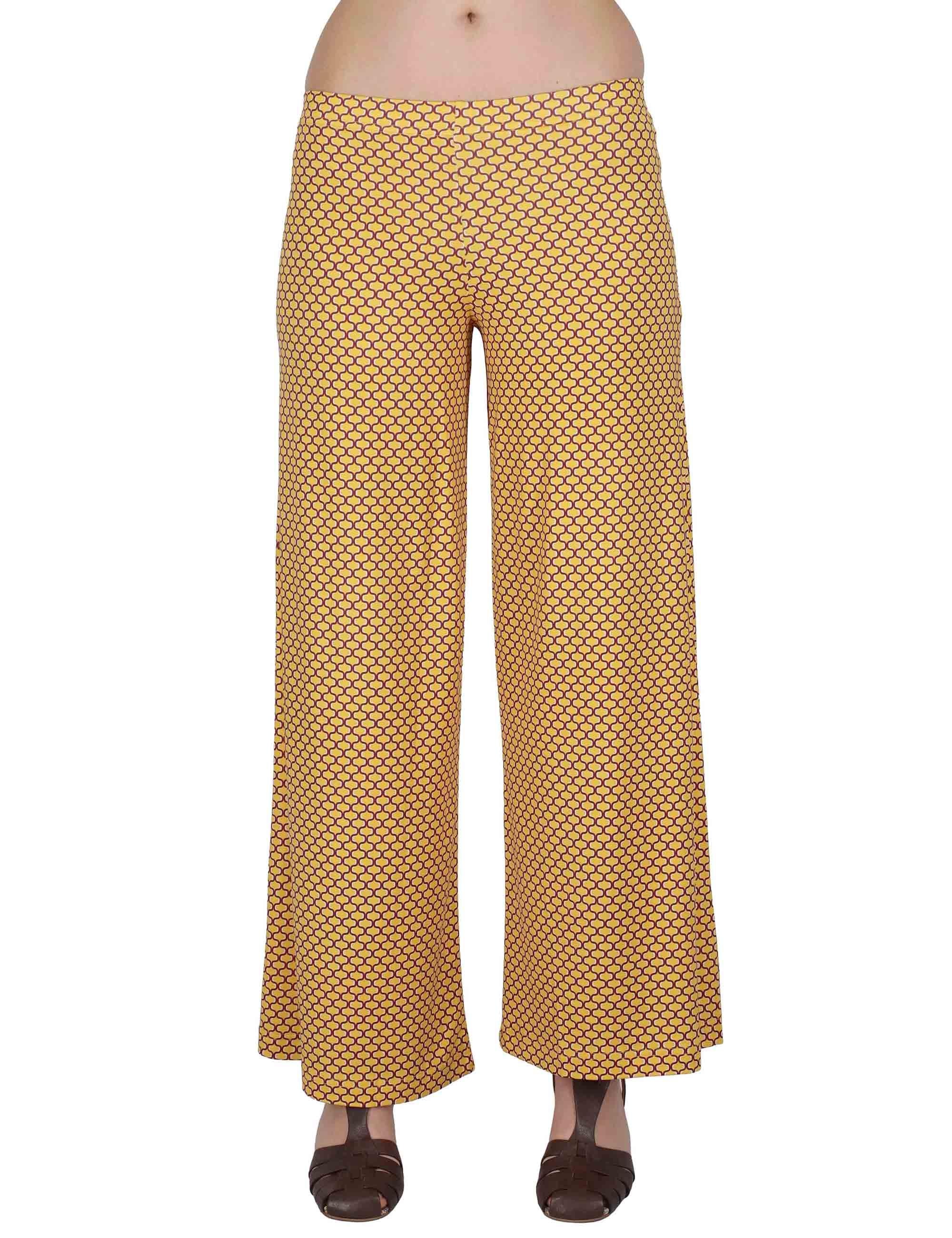 Pantaloni donna Palazzo Trousers in jersey stretch giallo a fantasia JFAPN0001-E2771-1267 1226 Justmine 